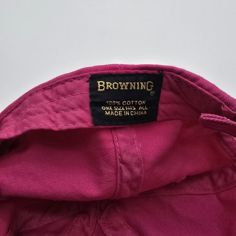 Browning Pink Adjustable Baseball Cap Hat White Buck Logo 100% Cotton OSFM